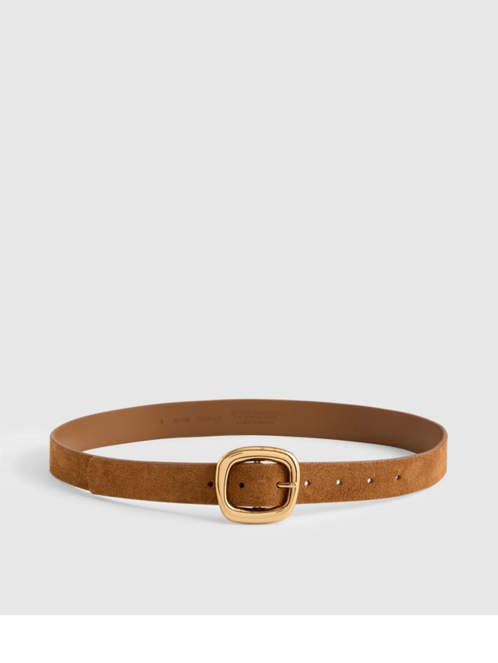Madewell Caramel Suede Belt with Gold Rounded Buckle
